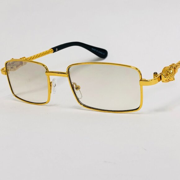 Men Women Sunglasses‎ Clear Lens Rimless Luxury Retro Shades Gold Metal Hip Hop - Picture 4 of 4